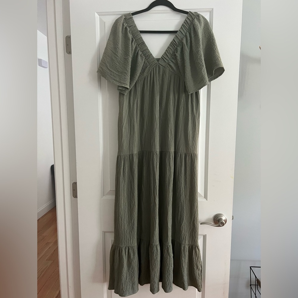 Elegant Olive Green Maxi Dress